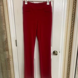 Red pull on slacks with elastic in the back. Size XS, Tall. Gently worn